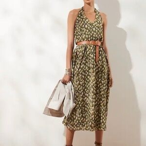 Banana Republic Olive Patterned Midi Dress